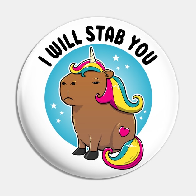 I will stab you Capybara Unicorn Pin by capydays