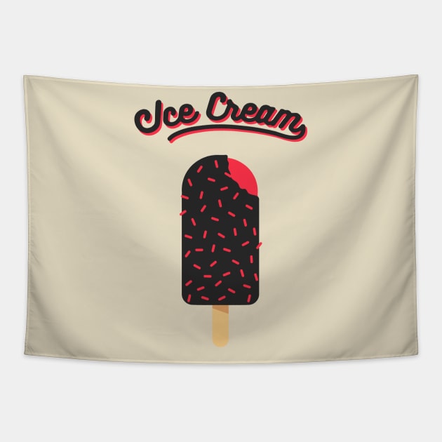 Ice Cream Black Pink Tapestry by area-design