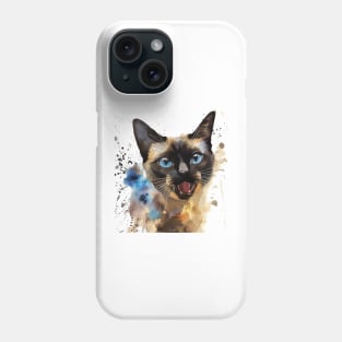 Siamese Cat Water Color Pop Art Design for Cat Lover Phone Case