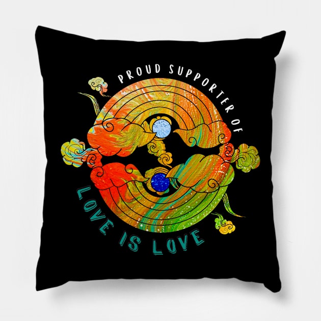 Proud Supporter of Love is Love Rainbows - Neon Gems Pillow by v_art9