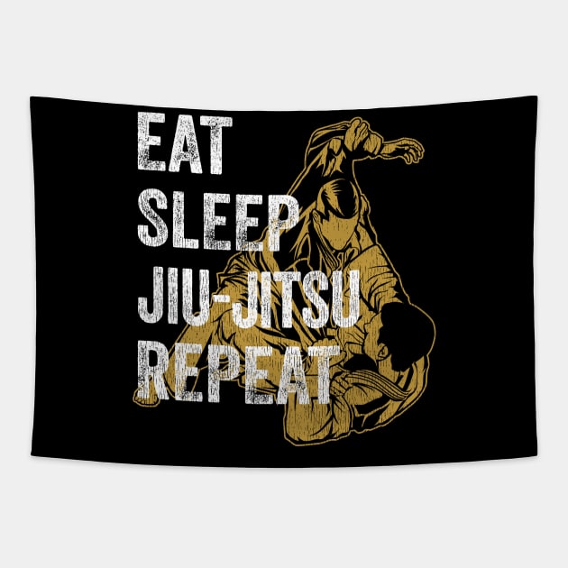 Eat Sleep Jiu Jitsu Repeat - BJJ Kämpfer Tapestry by Panda Pope