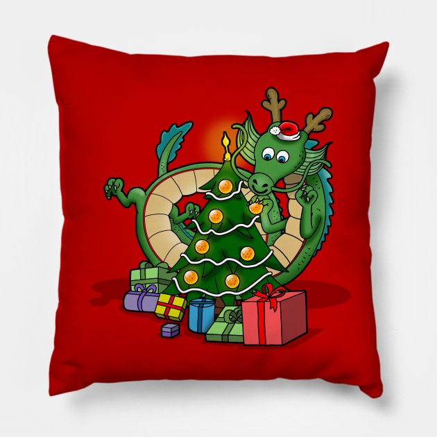 Christmas Anime Funny Dragon Christmas Tree Pillow by BoggsNicolas