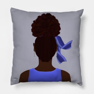 High Afro Puff Ponytail (Gray Background) Pillow