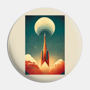 Rocket Launch Retro Pin