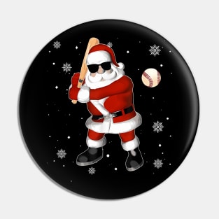 Santa Playing Baseball Pin