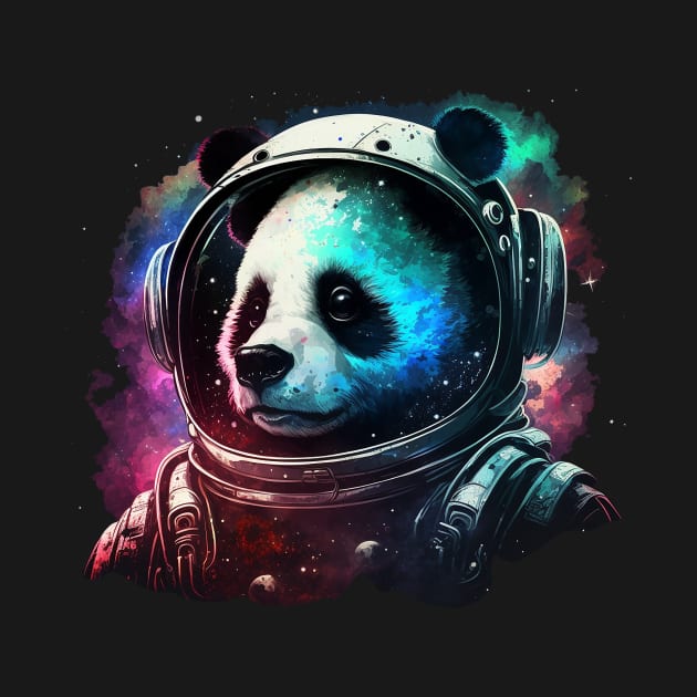 astronaut panda by a cat cooking