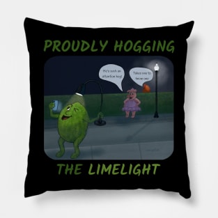 Proudly Hogging the Limelight – cartoon of a funny lime taking a selfie Pillow