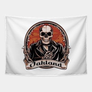 Skull Tattoo Oakland California Vintage Skeleton Tapestry