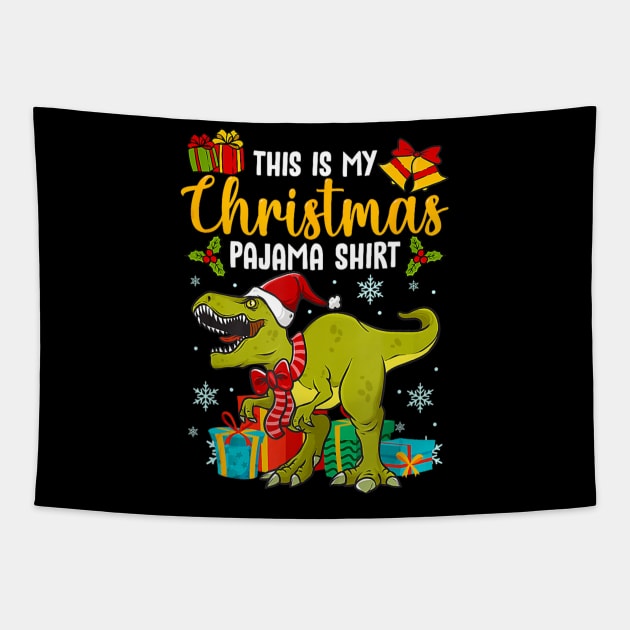 This is my Christmas pajama shirt Holiday Dinosaur Xmas Tapestry by Mitsue Kersting