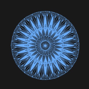 Mandala (light blue on black) T-Shirt