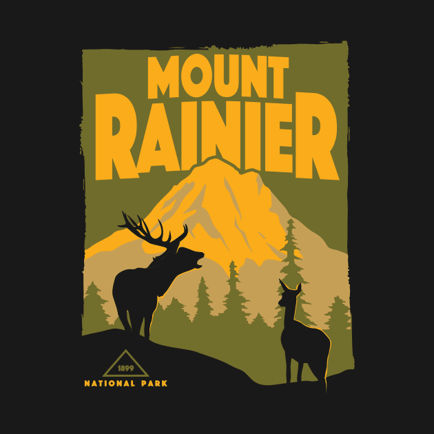 Retro Vintage Mount Rainier National Park Apparel by Terrybogard97