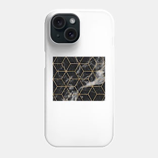 Golden deco black marble geo Phone Case