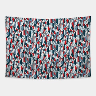 Modern Crowd in Red Tapestry