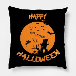 Haunted House Ghost Bat Trick Treat Gravestone RIP. Pillow