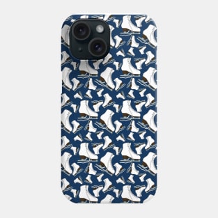 Figure Skates on Navy Blue Background Design Phone Case