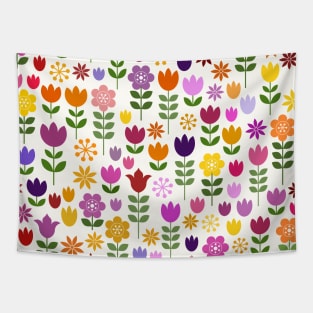 Scandinavian Style Colorful Flowers Pattern Tapestry