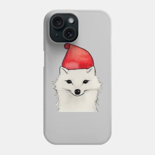 Arctic Fox Wearing Santa Hat v3 Phone Case