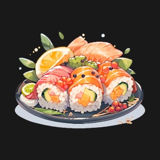 Cute Sushi Anime Food Pixel Art T-Shirt