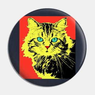 POP ART CAT - YELLOW RED Pin