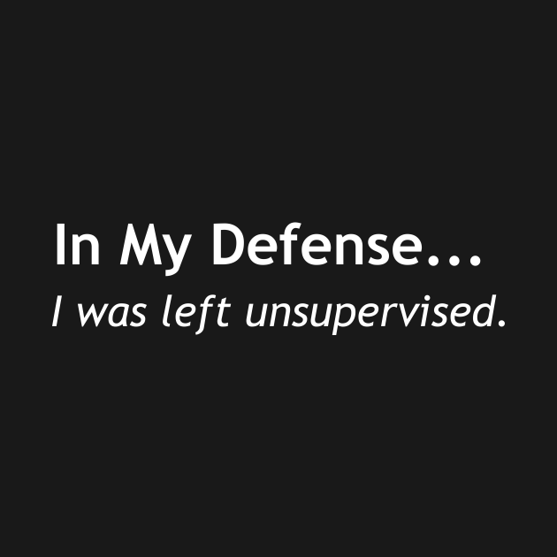 In My Defense... I was left unsupervised - In My Defense I - Kids T ...