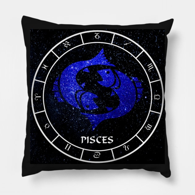 Pisces - Zodiac Sign Pillow by KimberlyFizzArt