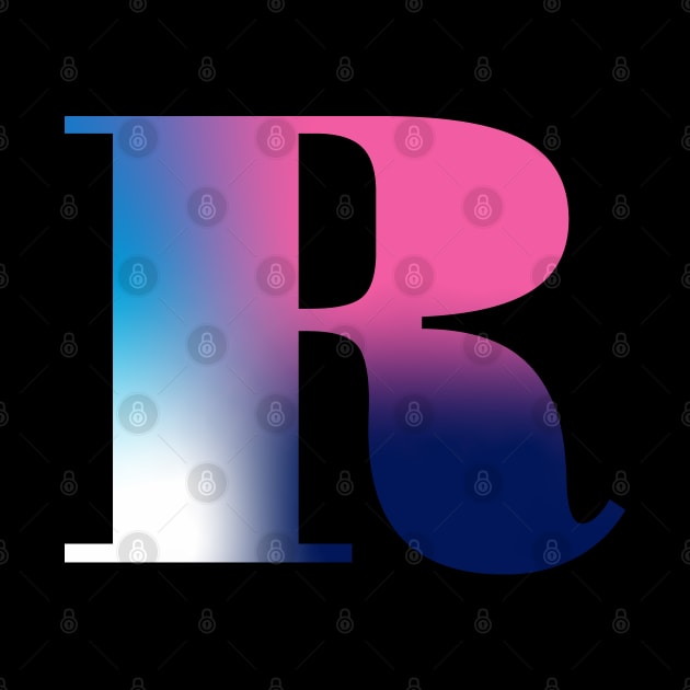 Capital Letter R Monogram Gradient Pink Blue White by Terriology