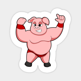 Pig as Bodybuilder with big Belly Magnet