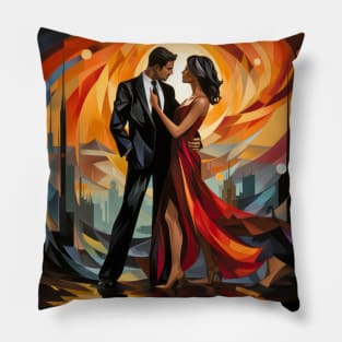 Romantic Couple Retro Abstract Colorful Painting Pillow