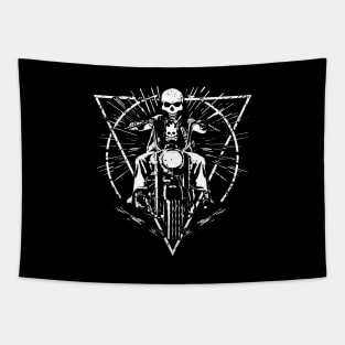 Skull Ride Vintage Motorcycle Tapestry