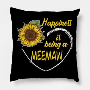 Happiness Is Being A Meemaw Sunflower Heart Pillow