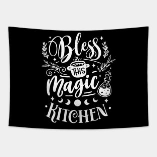 Bless This Magic Kitchen Quote Tapestry