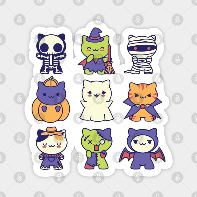 Kawaii Halloween Kitties Magnet by Kappacino Creations