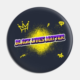 Black Lives Matter Purple and Yellow Spray Paint Pin