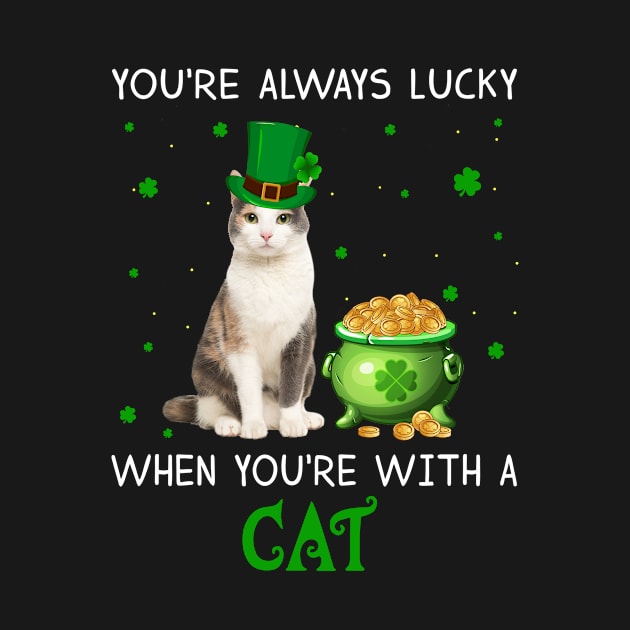 Always Lucky When You_re With A Cat T-shirt by Elsie