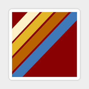 Retro, Vintage Diagonal Stripe, Cream, Yellow, Orange, Blue and Crimson Magnet