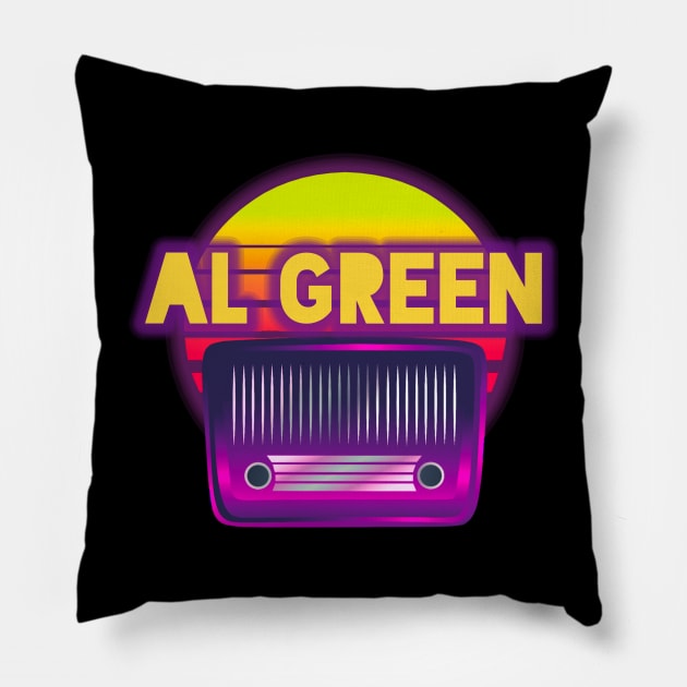 al green retro Pillow by guemudaproject