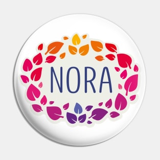 Nora name with colorful leaves Pin