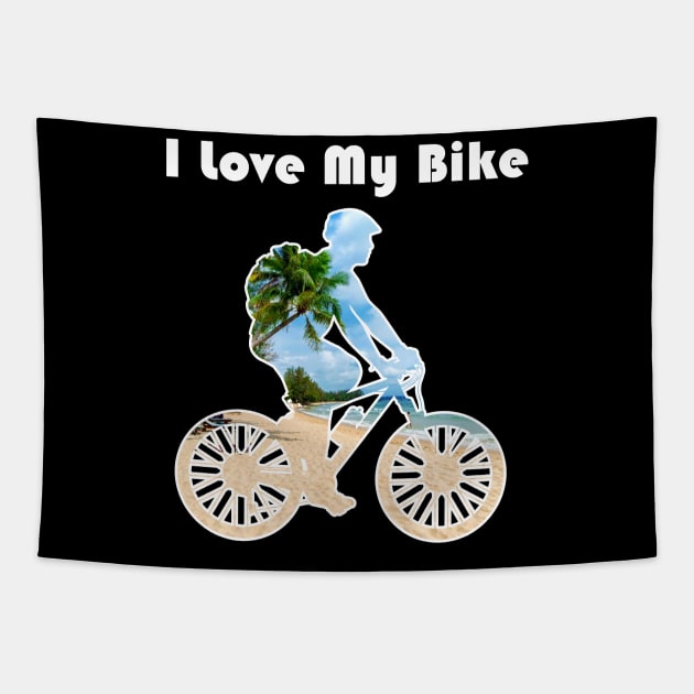 I Love My Bike / Biking T shirt & Mask for Biking Lovers Tapestry by FoolDesign