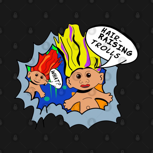 Hair-Raising Trolls Pop Art – Retro Nostalgia with Iconic Speech Bubbles by Fun Funky Designs