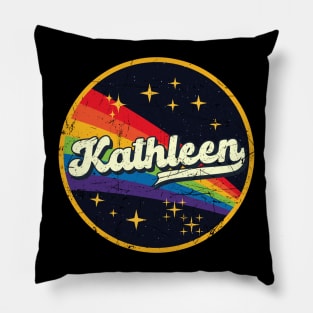Kathleen // Rainbow In Space Vintage Grunge-Style Pillow