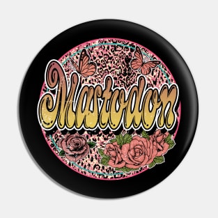 Graphic Mastodon Name Flower Birthday 70s 80s 90s Vintage Styles Pin