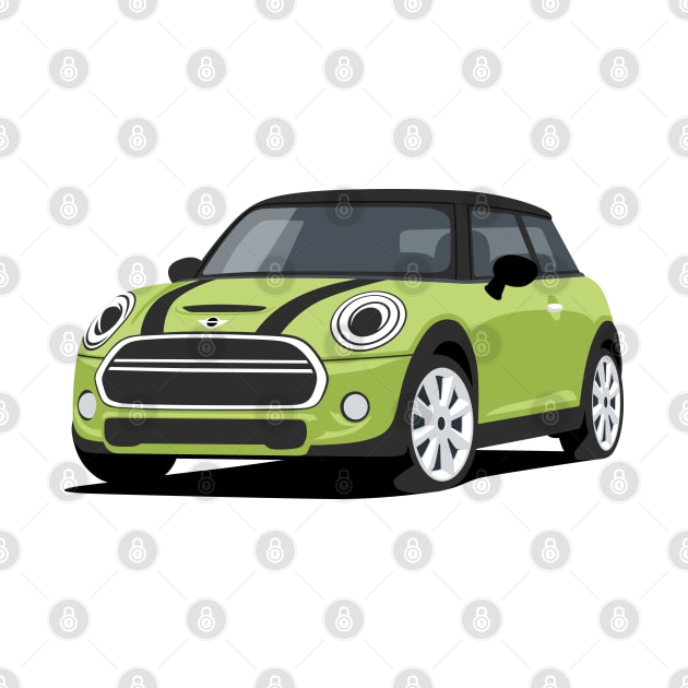 Car sport  mini retro green lime by creative.z