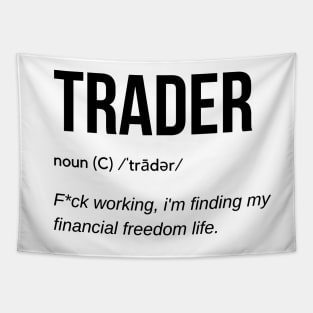 Funny Trader Definition (Black) Tapestry