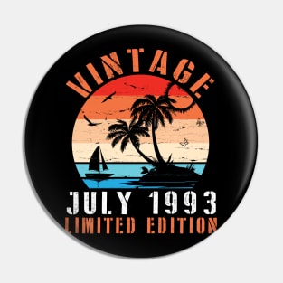 Vintage July 1993 Ltd Edition Happy Birthday Daddy Mom Uncle Brother Husband Cousin Son 27 Years Old Pin