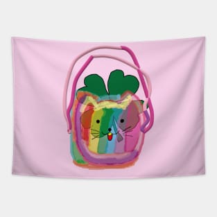 St Patricks Day Shamrock Cat Tapestry