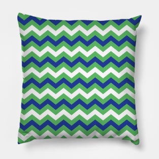 Kelly Green Royal Blue and White Chevron Zigzag Pattern Pillow