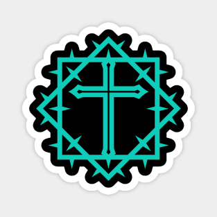 The cross of Jesus Christ framed with a crown of thorns Magnet