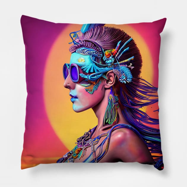 SURREAL RAVE GIRL Pillow by EBAN