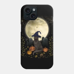 The Black Cat on Halloween Night Phone Case