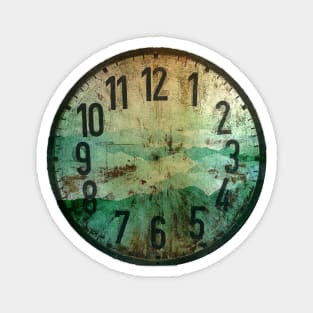 Clock face - Smoky Mountains Grunge Green Teal Option Magnet